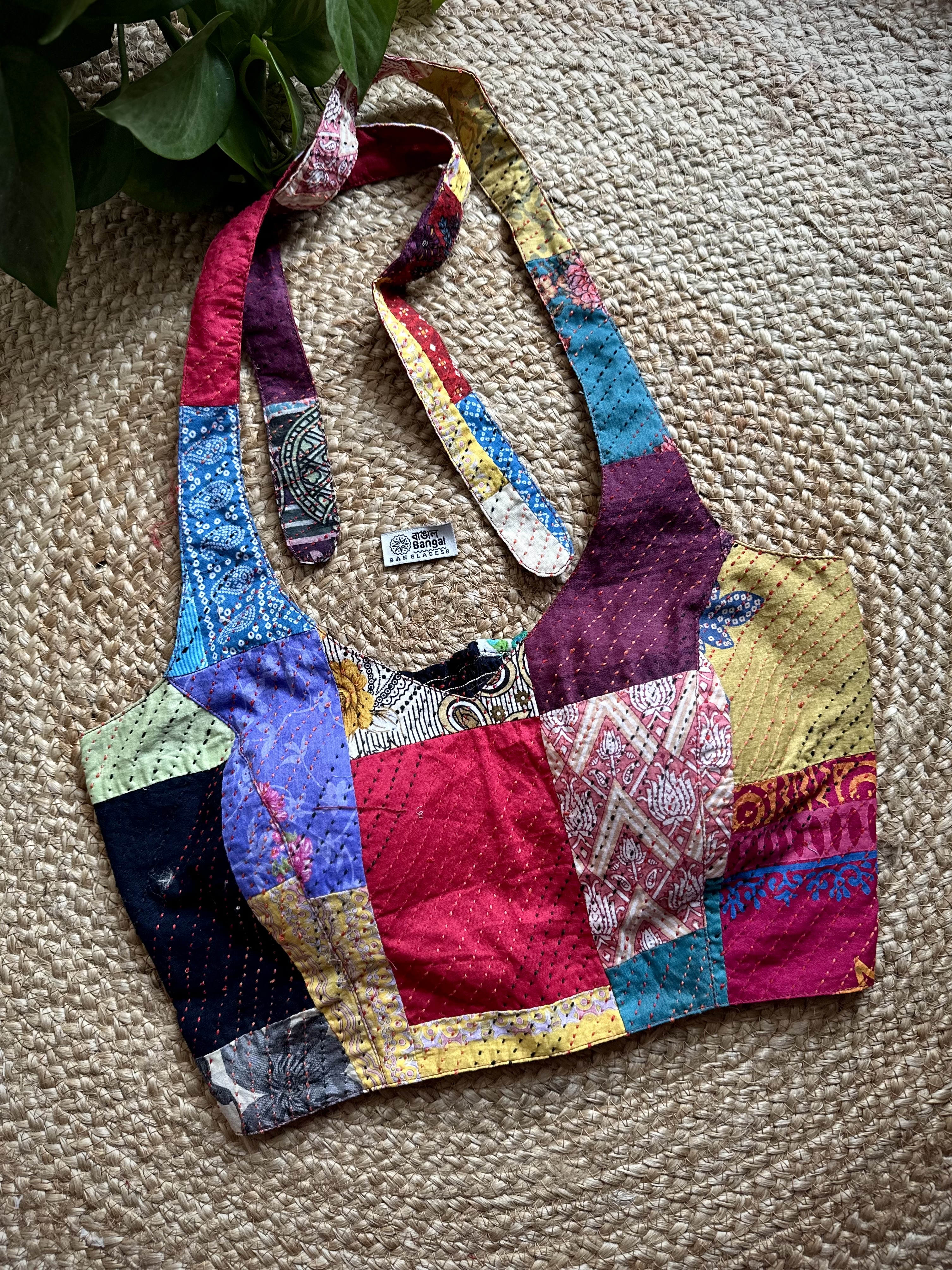 halter neck patch blouse